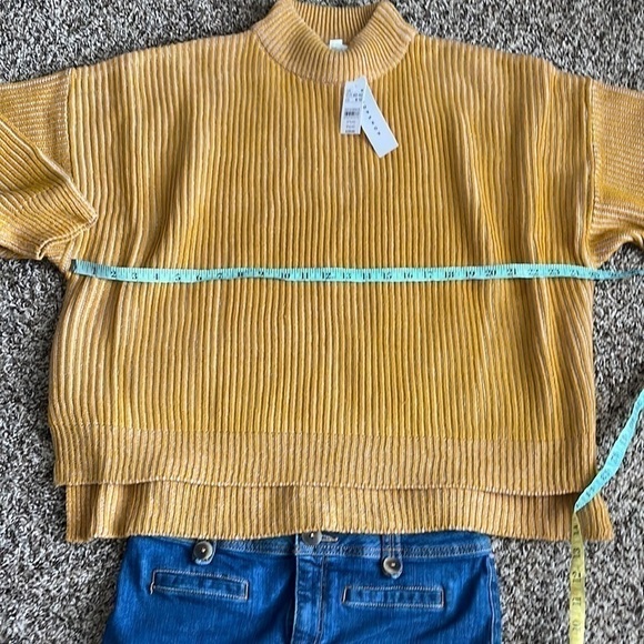 Topshop Womens Sweater Mustard Waffle Knitted Funnel Neck Ribbed Size 8/10 - Picture 8 of 8